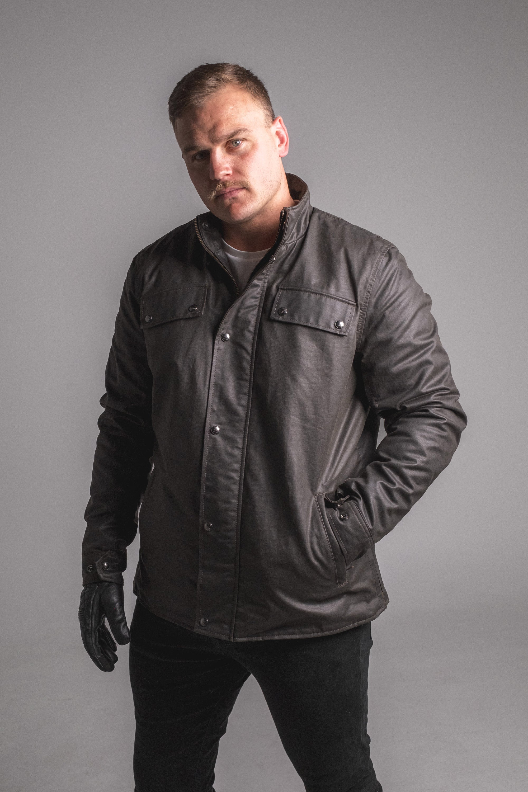 Carrera Mens Waxed Cotton Motorcycle Jacket (Armoured)