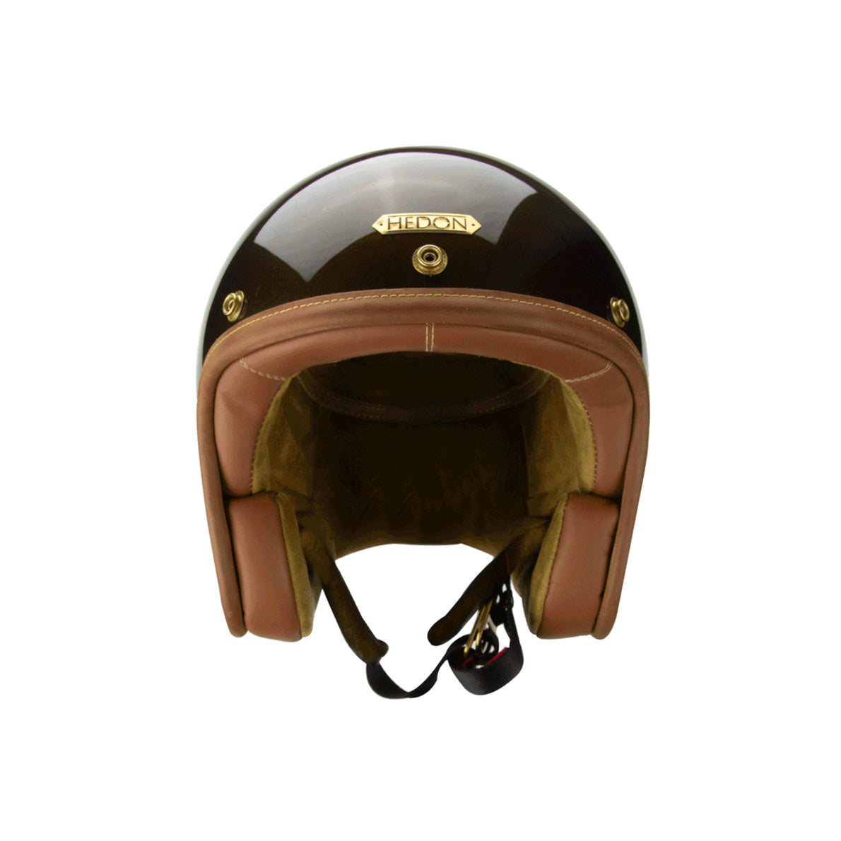 brown leather half motorcycle helmet Hedonist Polvo | Open Face Motorcycle Helmet