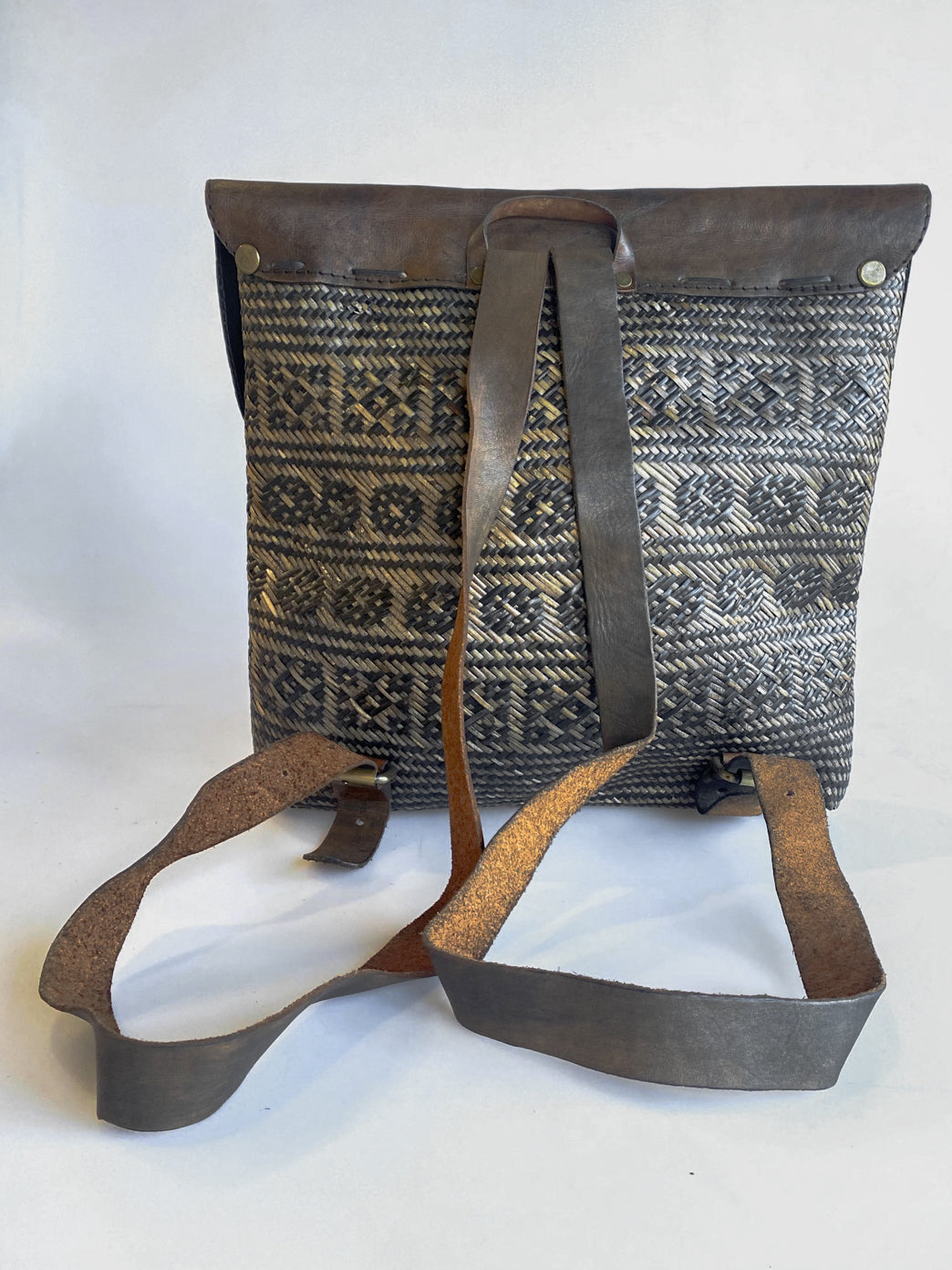 Rustic Rattan/Leather Satchel