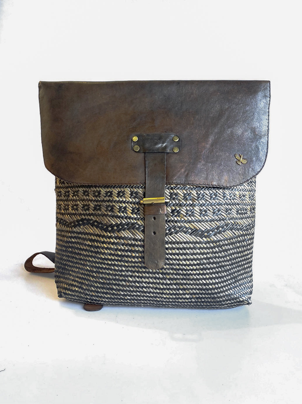 Rustic Rattan/Leather Satchel