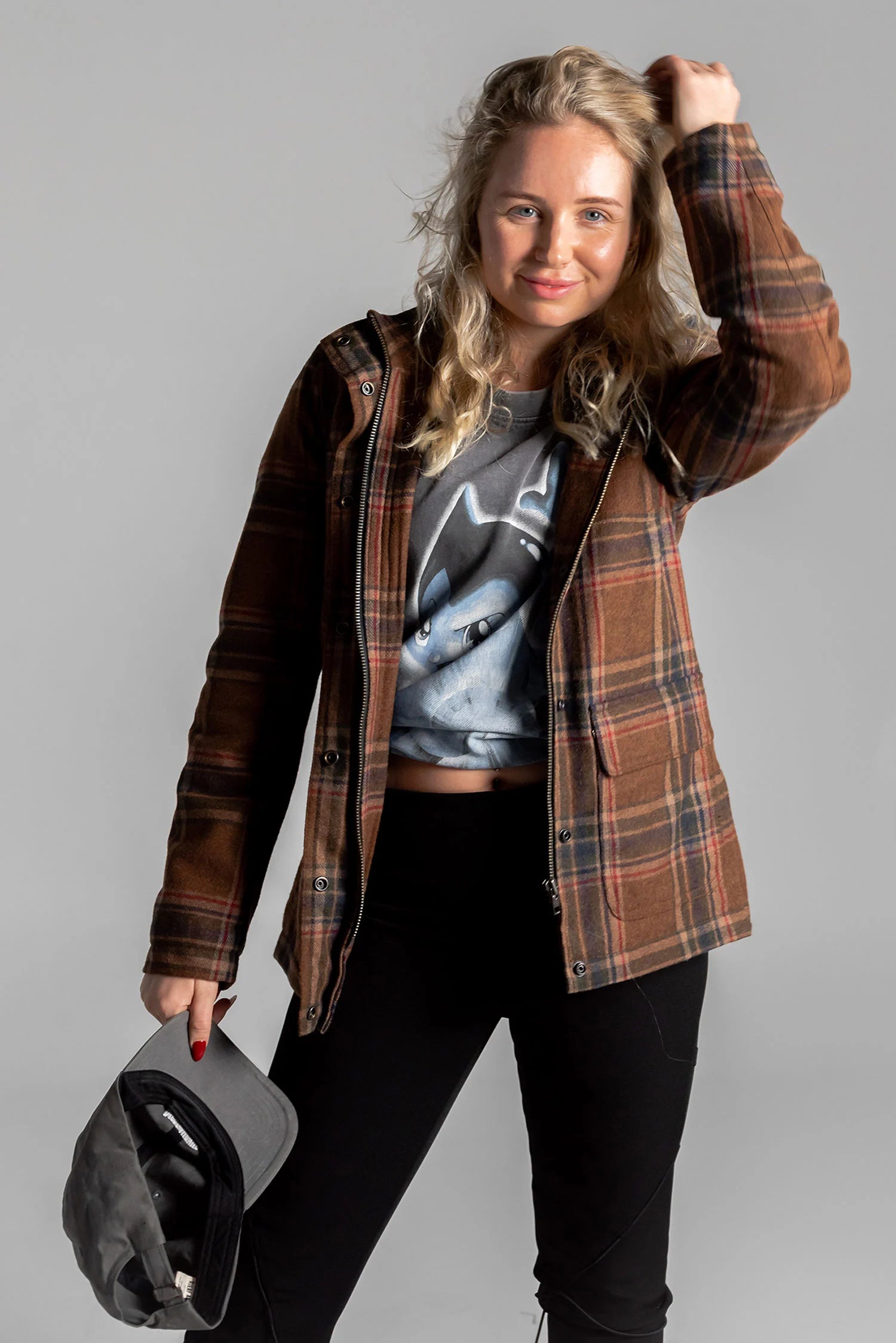 ジャケット・アウター merla Darley Womens Brown Plaid Motorcycle Jacket | Merla Moto
