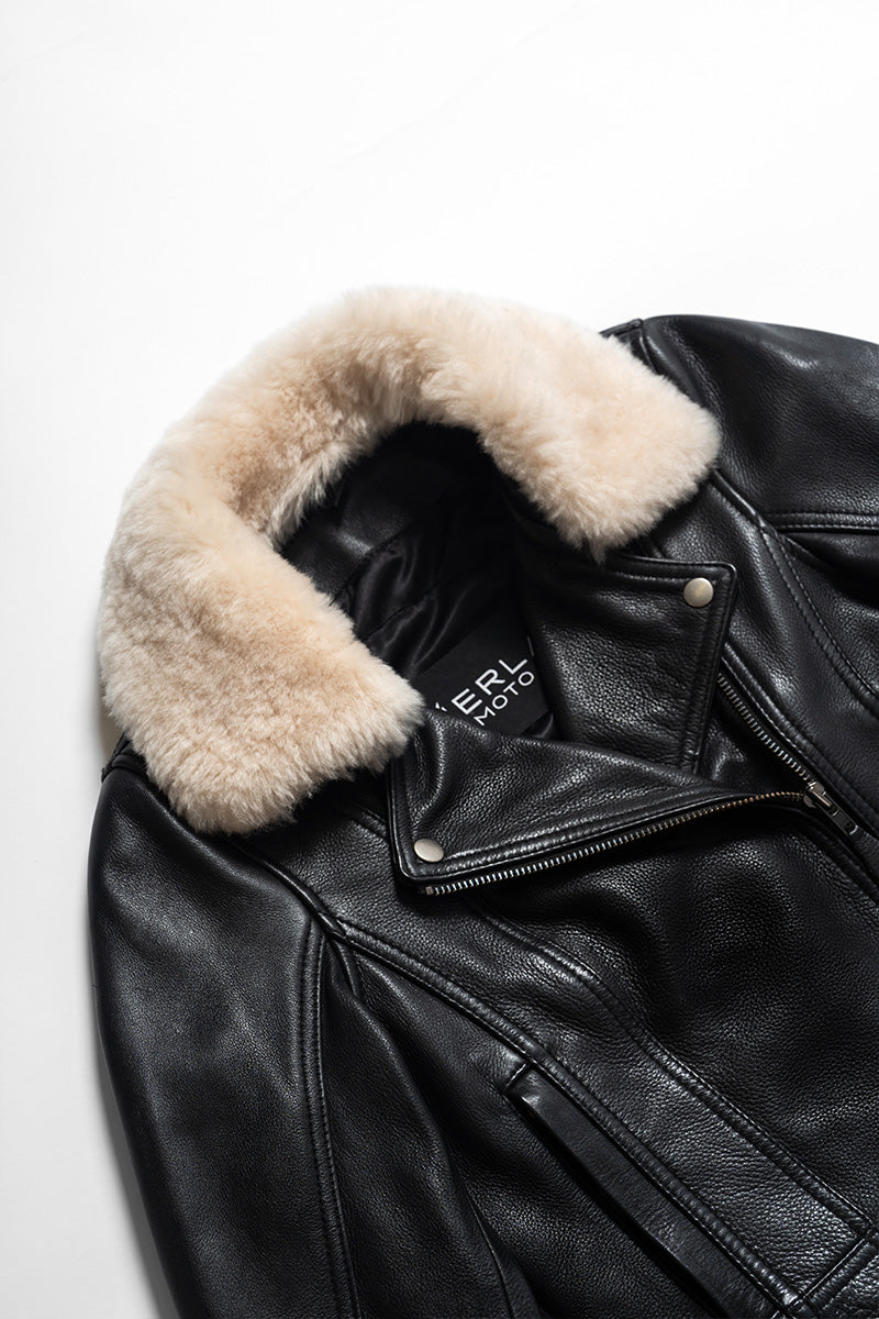Black Leather Motorcycle Jacket | Womens Fly By Night | Merla Moto