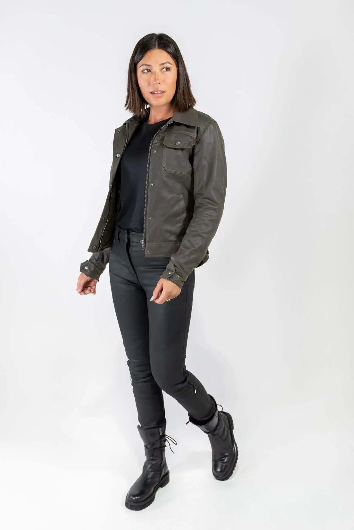 Black cotton clearance moto jacket women's