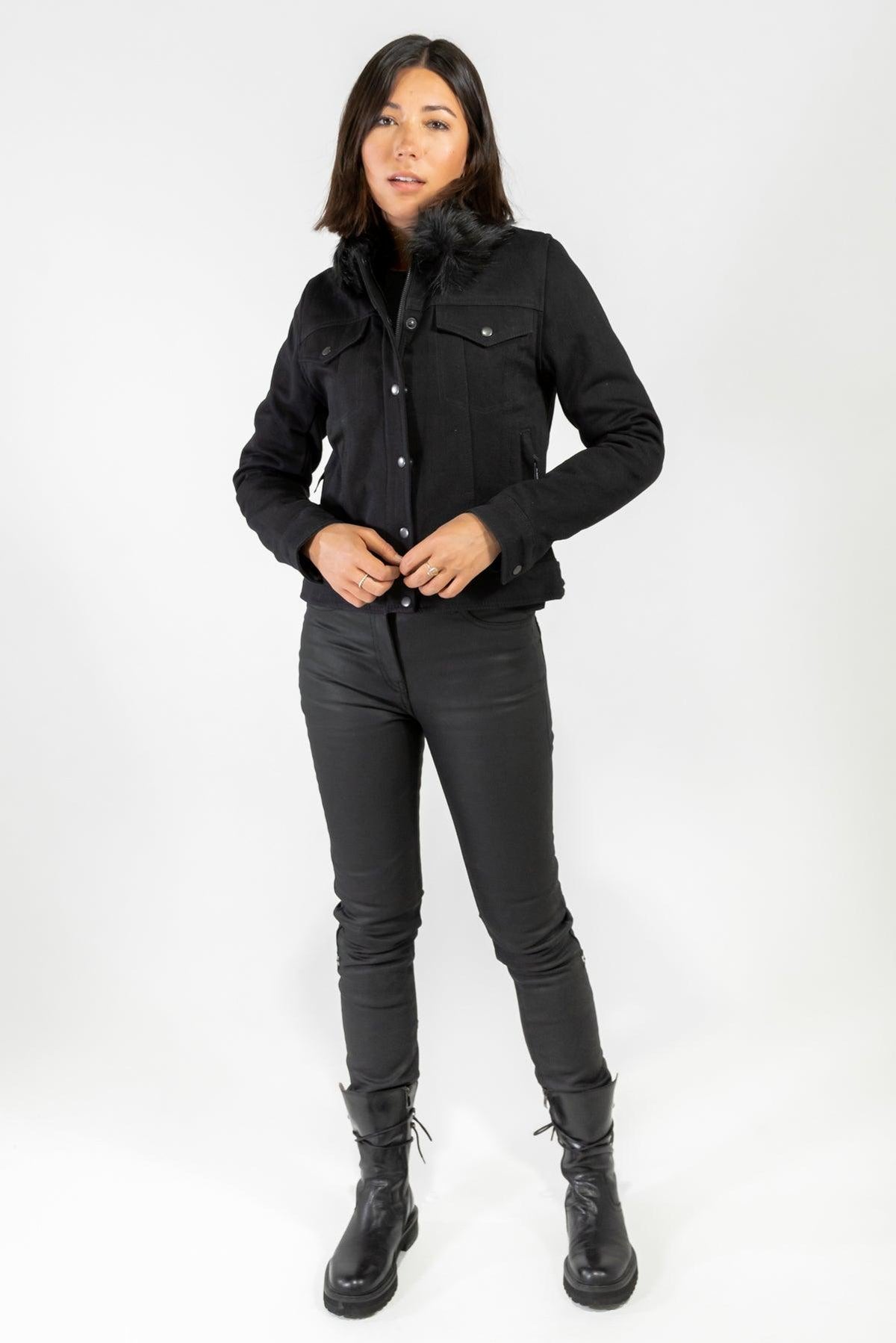 Womens Denim Motorcycle Jacket Moscow Motorbike Jacket Merla Moto