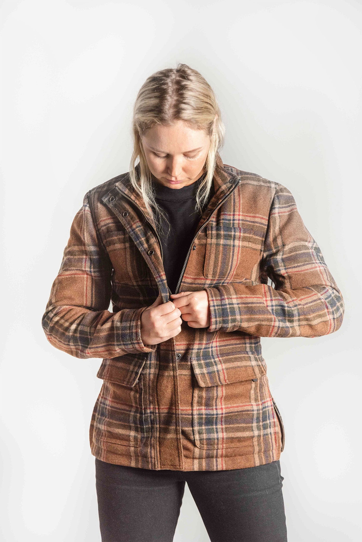 Plaid biker outlet jacket