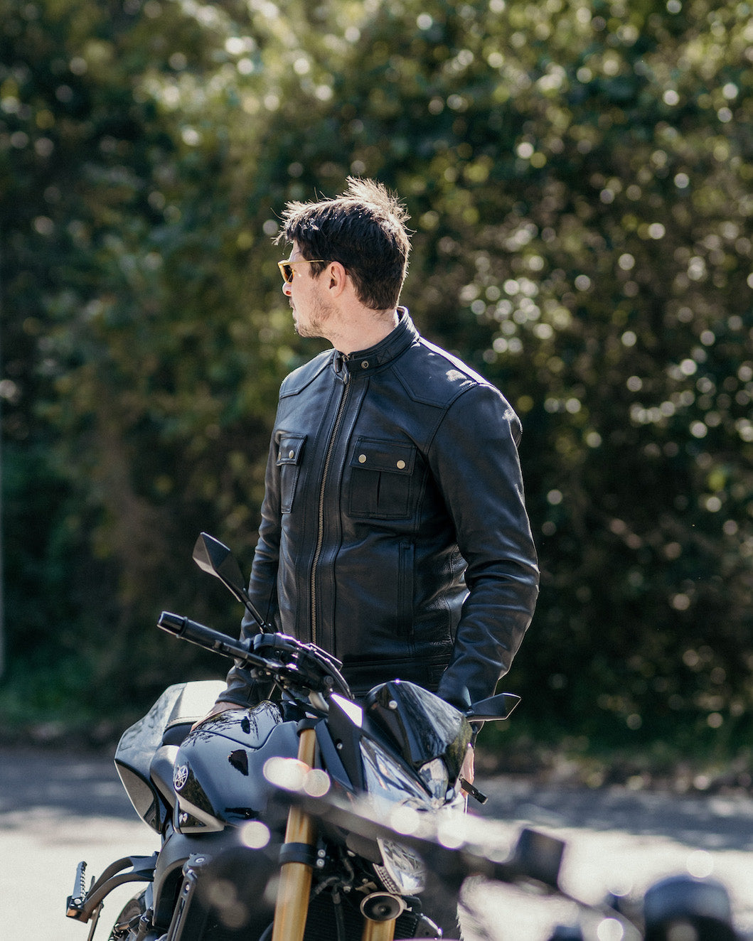 Racer Black Leather Motorcycle Jacket Merla Moto