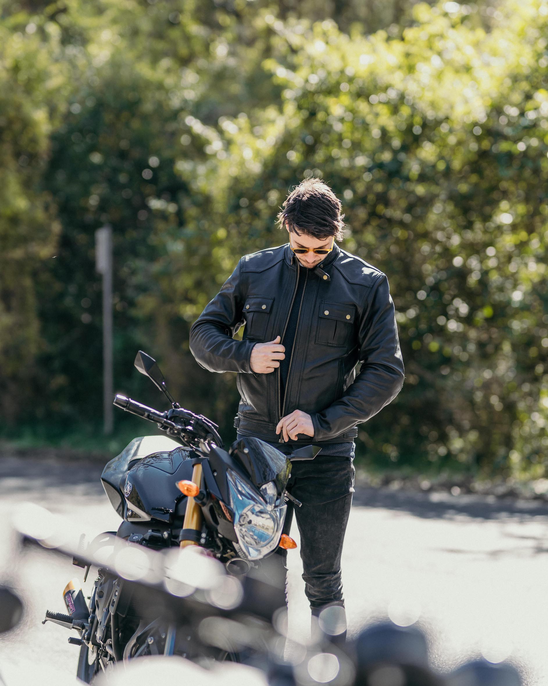 Racer Black Leather Motorcycle Jacket Merla Moto