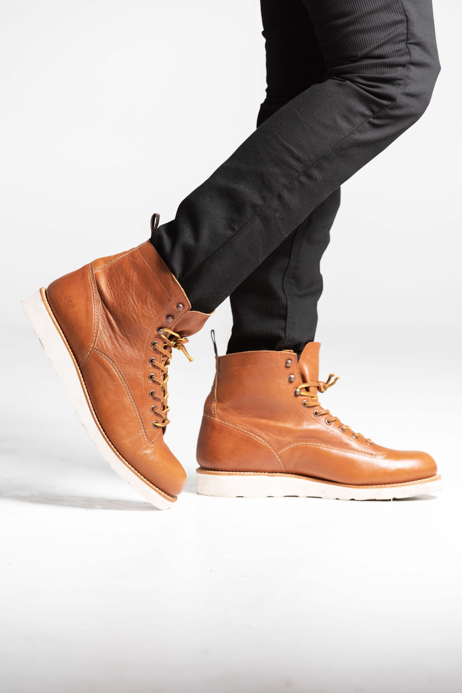 Risco - Mens Tan Leather Boots MERLA MOTO